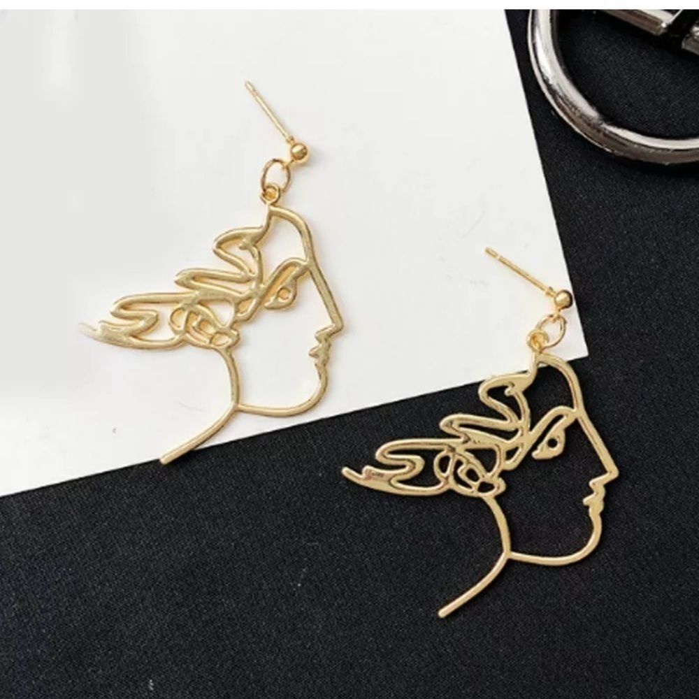 Mookoo Gold Abstract Modern Art Earrings - Picture 2 of 2